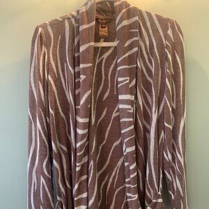 Multiples Petite Medium Brown Zebra Strip Loose Cardigan